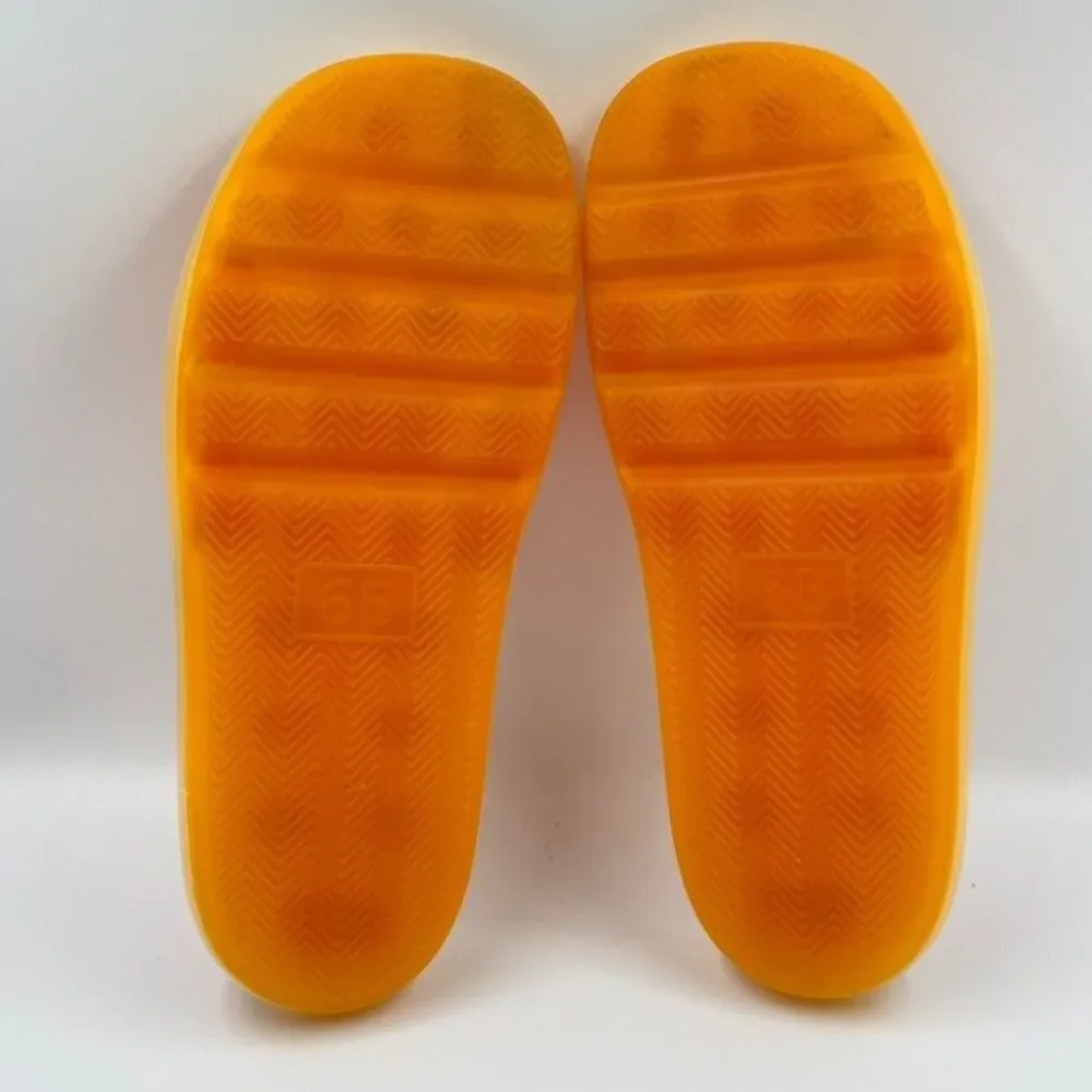 Tory Burch Womens 6 Orange Bubble Jelly Slide Sandal Logo